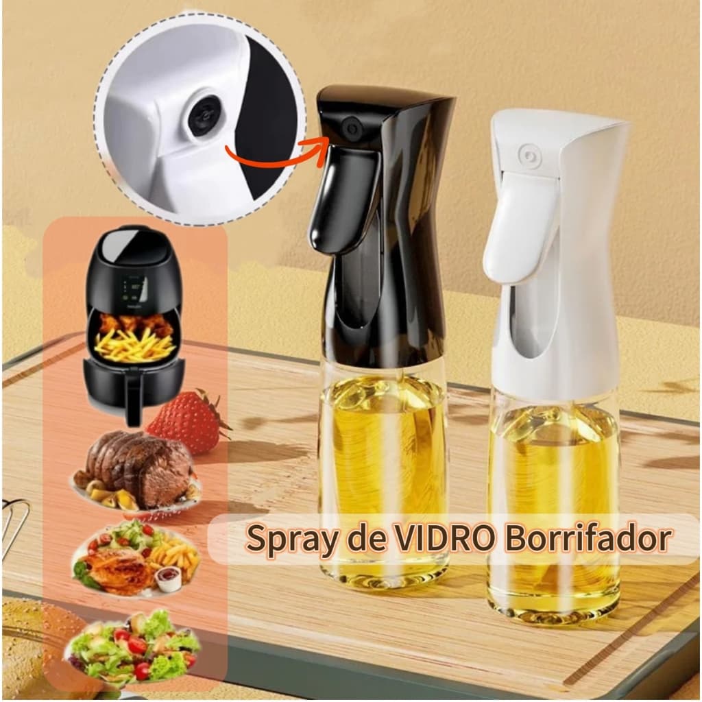 Borrifador de Vidro para Azeite, Vinagre e Óleos – Pulverizador para Cozinha