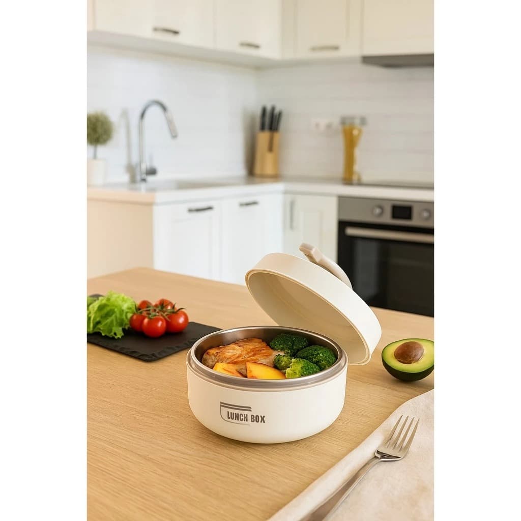Marmita Térmica com Alça Redonda Viagem Escola Passeio Alimentos 440ML