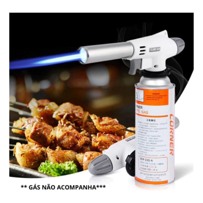 Maçarico Culinário a Gás – Queimador para Cozinha, Culinária, Grill e Confeitaria (Gás NÃO Incluso)