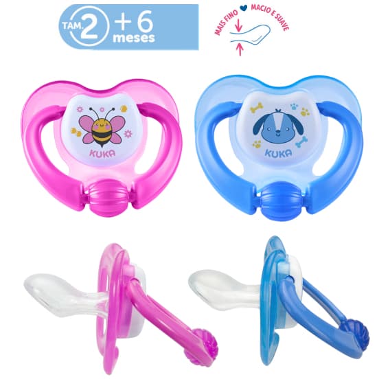 Chupeta Kuka Lovely Bico 100% Silicone Anatômico Ortodôntico Tam 2 para bebês acima de 6 meses