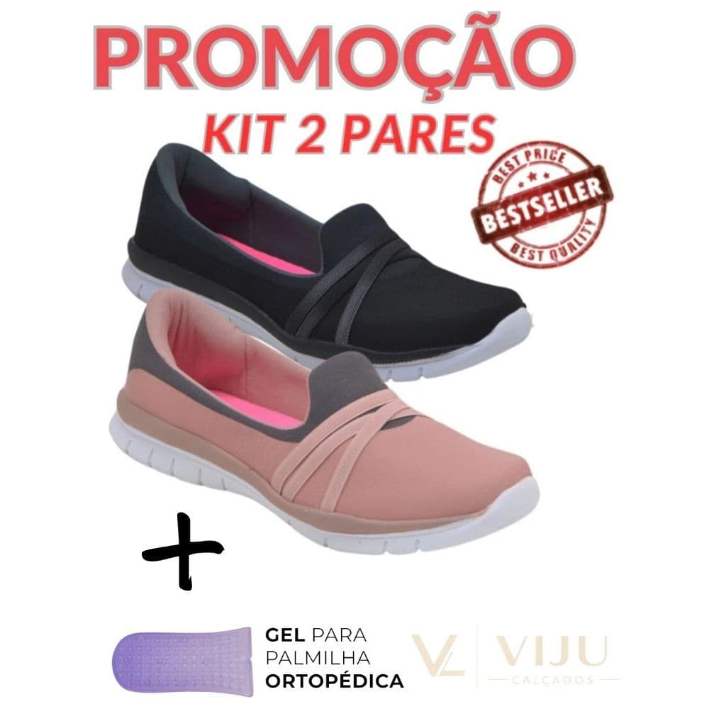 Kit 2 Tênis Ortopédicos Feminino Antiderrapante Leve Macio