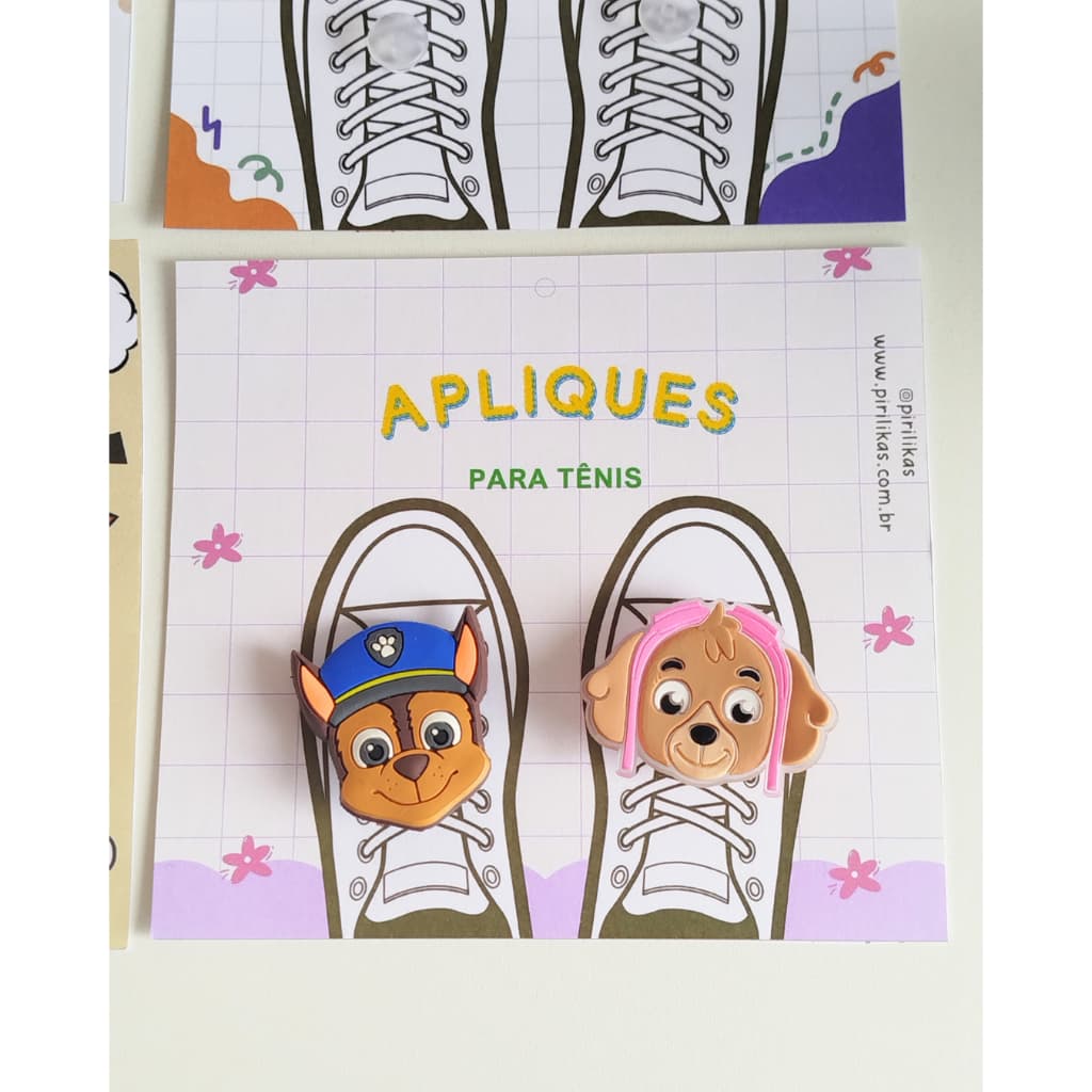 Aplique para Tênis Infantil Patrulha canina, Acessório de Calçado Menina, Par Aplique Escolar, Fofo