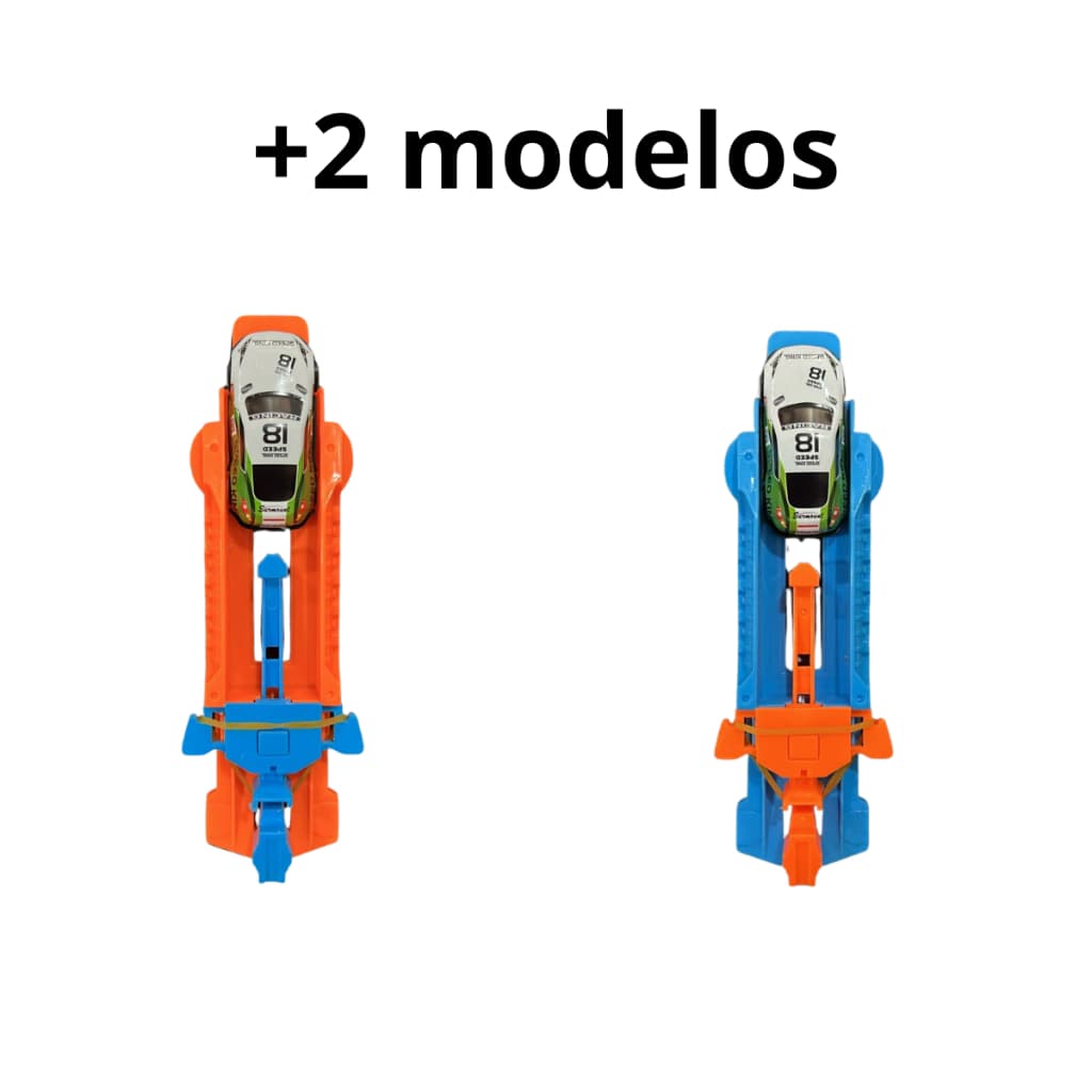 Lançador de Carrinho Infantil Brinquedo + 1 Carrinho Incluído Corrida Velocidade Pista Casa Quintal +3 Anos Diversão