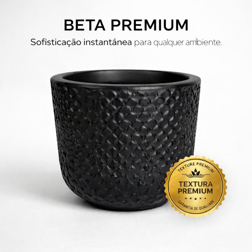 Vaso Beta Mini Preto Carvão em Polietileno 15cm Decorativo Premium | Loplast