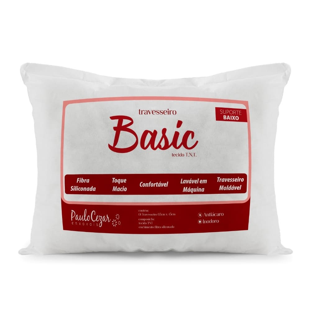 Travesseiro Antialérgico De Fibra Siliconada Basic 65 X 45 Branco