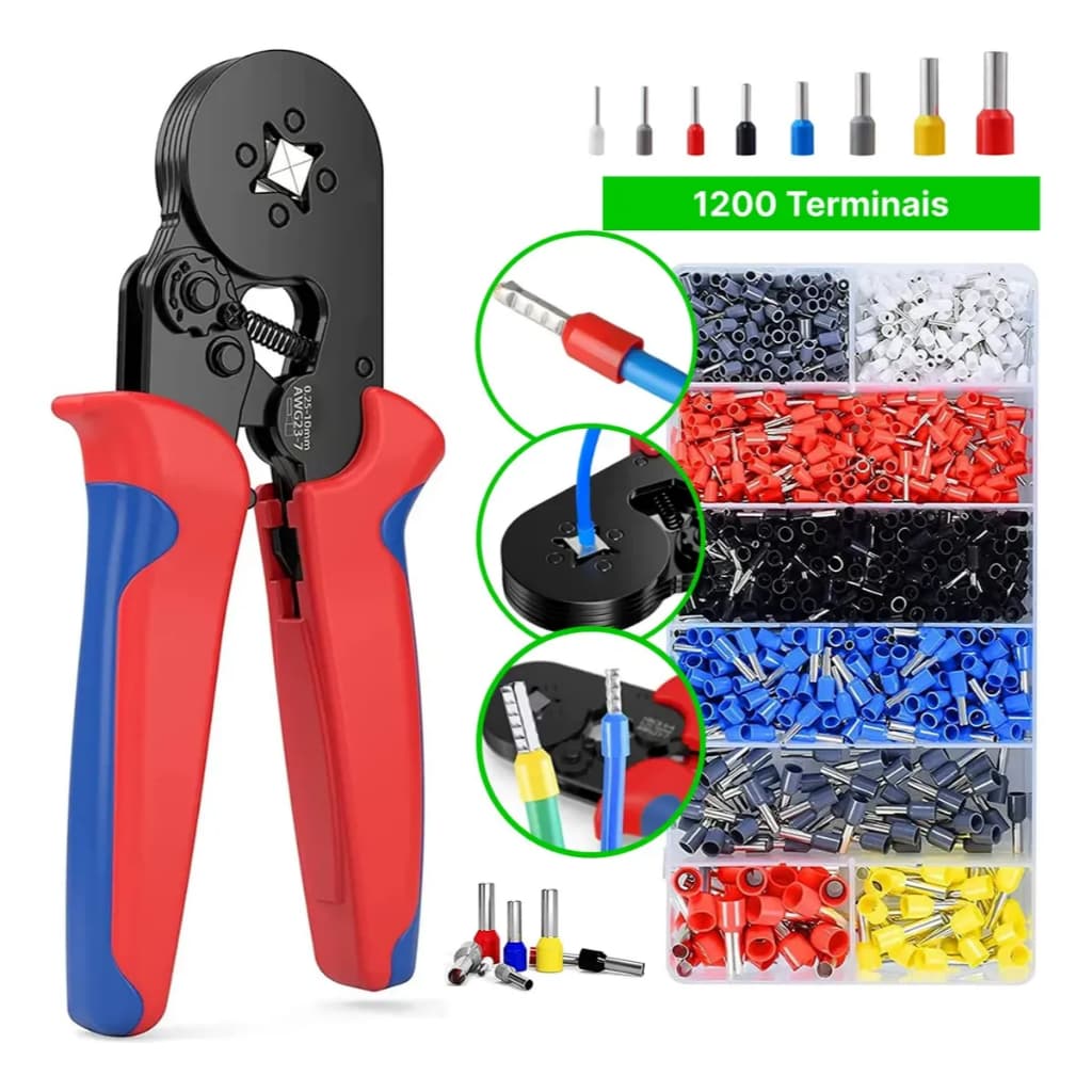 Kits 1 a 4 Alicate Crimpar Terminais Ilhós 0,25 Até 10mm² Crimpador Catraca Ajustável de Segurança