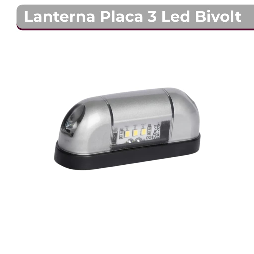 Lanterna Luz Placa 3 Led Reboque Carretinha Carreta Bivolt