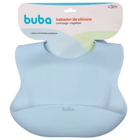 BABADOR EM SILICONE COM PEGA MIGALHAS - AZUL - BUBA