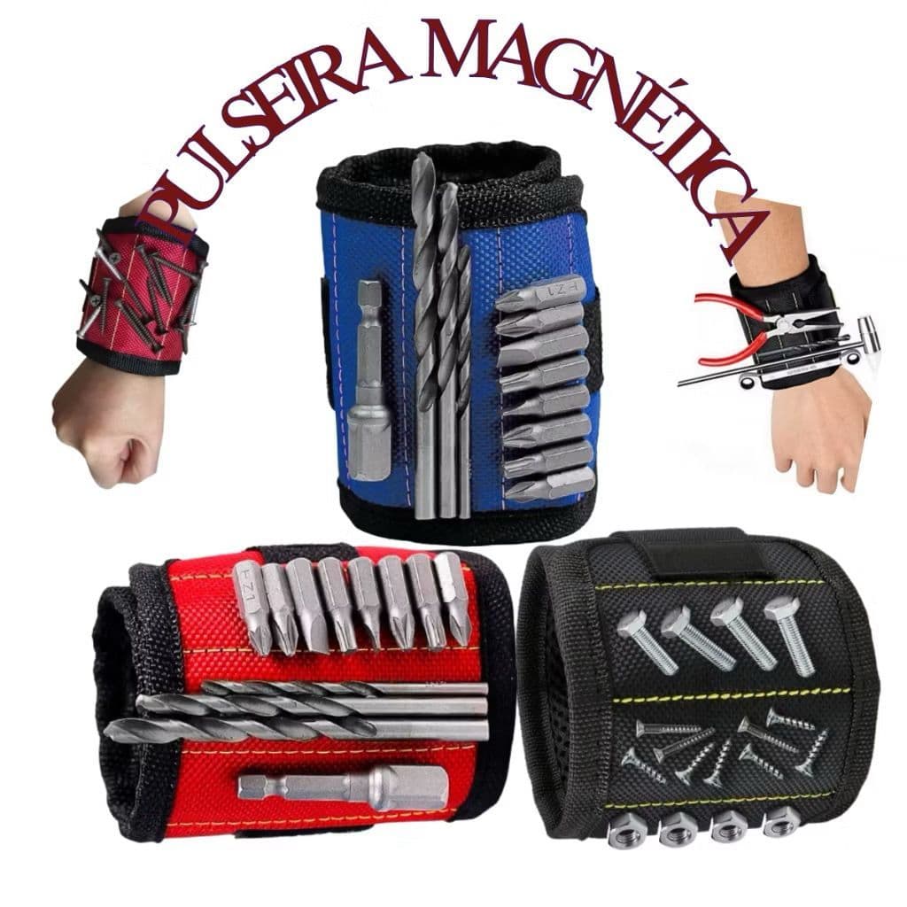 Pulseira Magnética Imã Prego Parafuso Bracelete Ferramentas