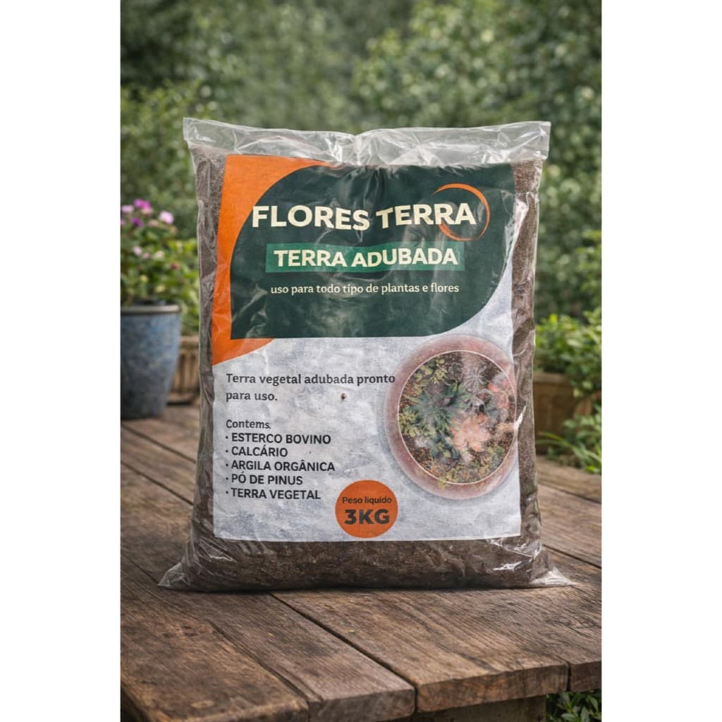 Terra Vegetal Adubada Terra Vegetal 10O% Orgânico e Rica de nutrientes para o cultivo