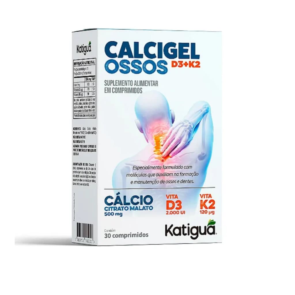 Calcigel Osso D3+k2 500mg Katigua 30 Comprimidos