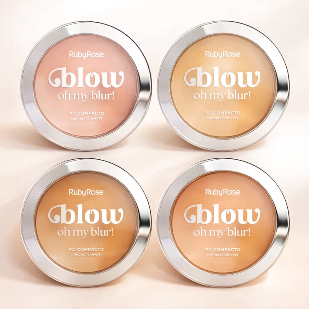 Pó Compacto Oh My Blur Ruby Rose BLOW Efeito Filtro Aveludado Cobertura Leve 4 Tons