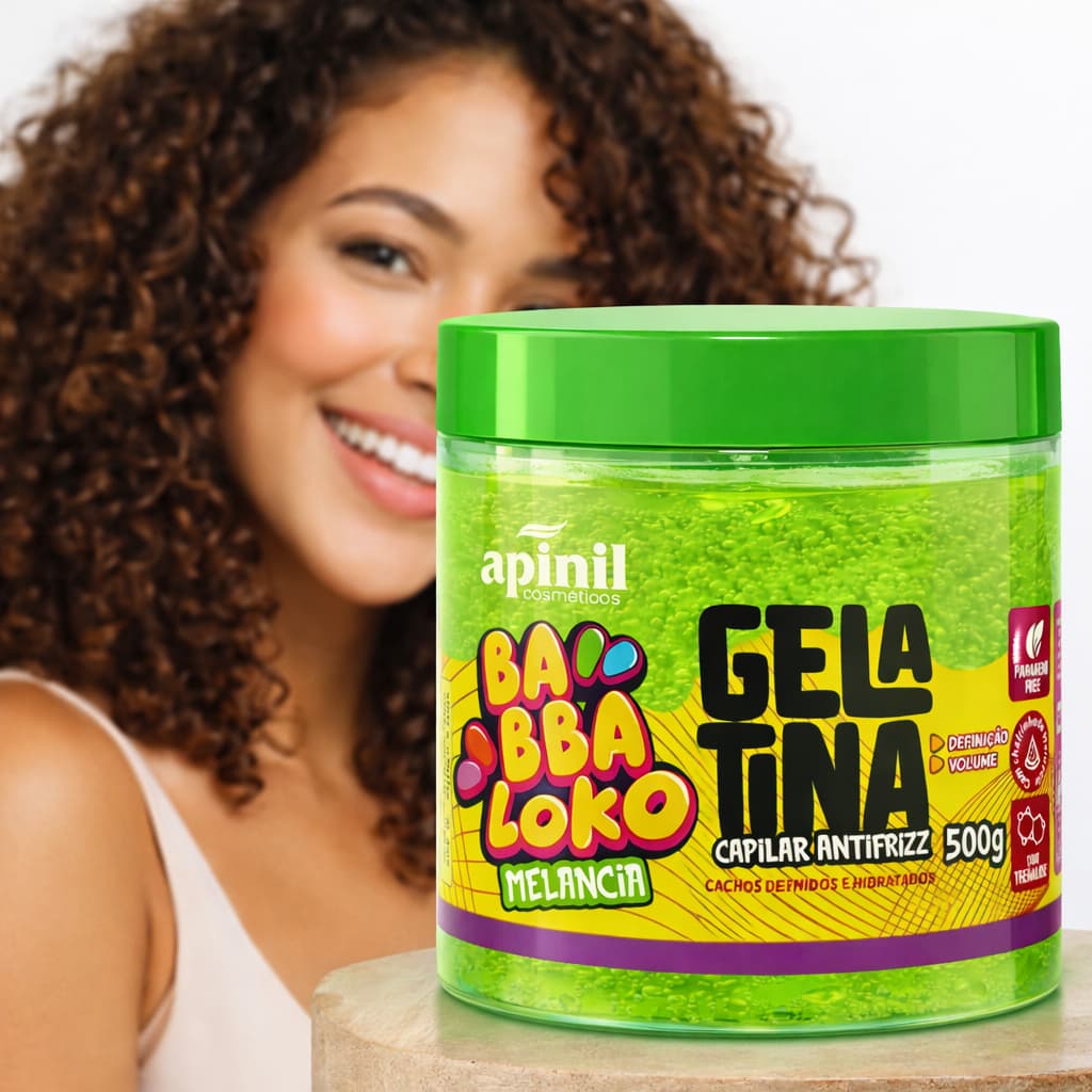 Gelatina Capilar Antifrizz 500g Babba Loko Melancia – Definição e Volume para Cachos