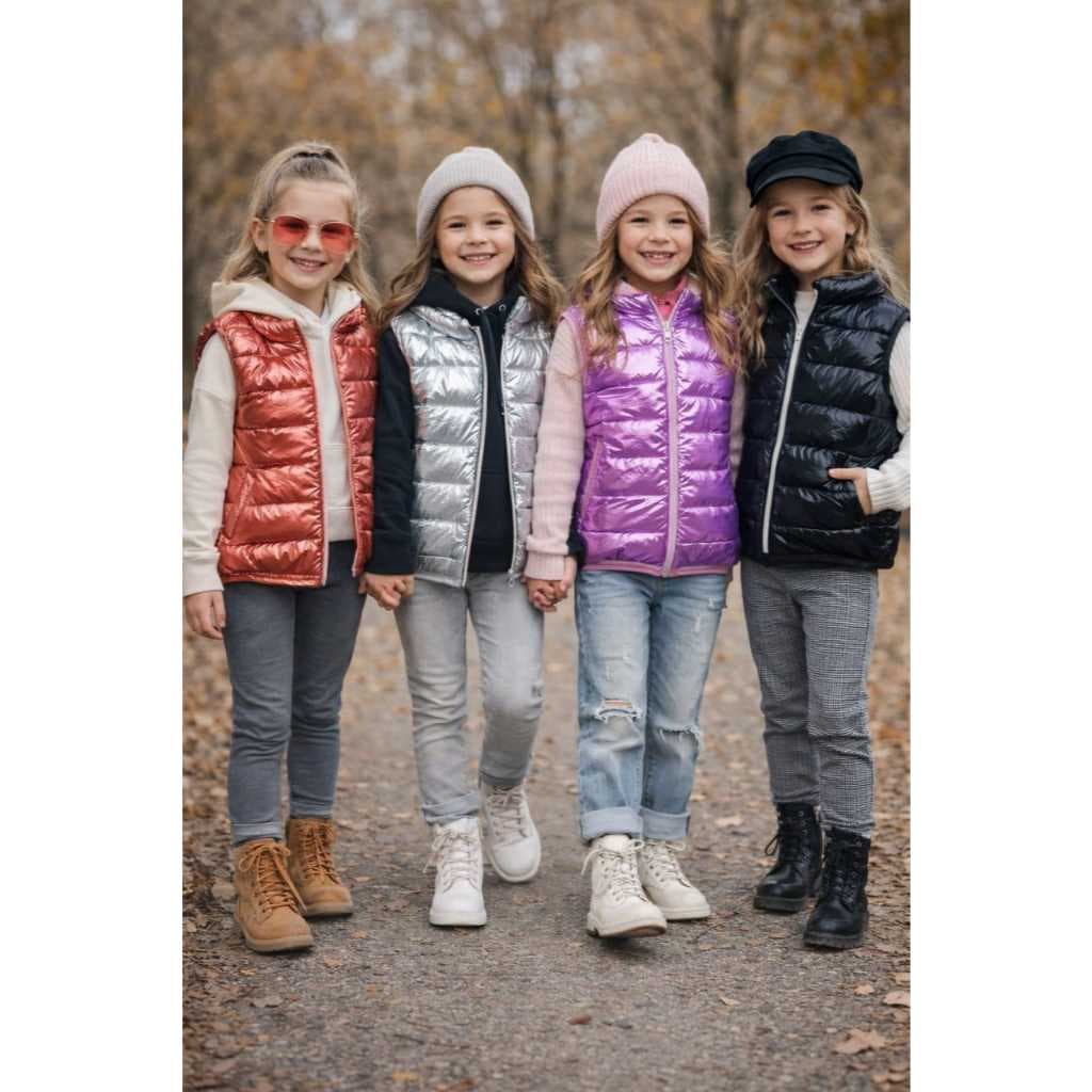 Colete  Infantil Metalizado Casaco  Casual estilosa Moda blogueirinha  outono  inverno   Meninas