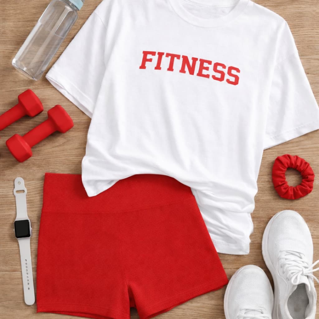Kit 2 Short Canelado Sem costura + Camiseta Estampada Moda Fitness Para Academia Camiseta Over