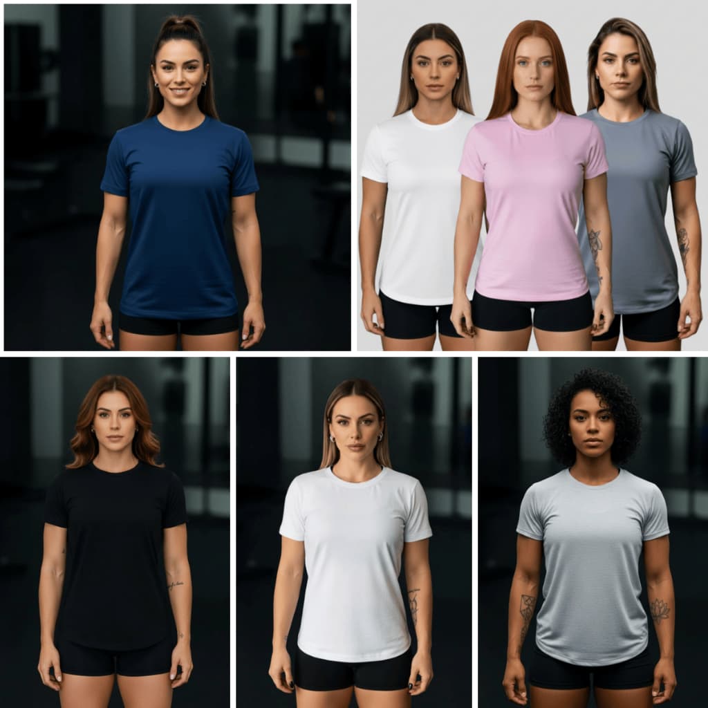 Kit 3 Camisetas Femininas Dry Fit Vibe Ativa – Academia e Corrida