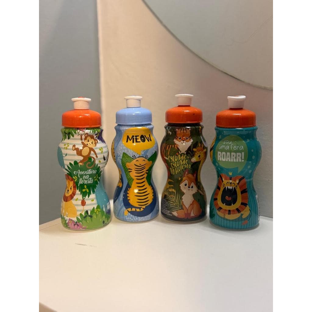 Garrafa Safari 250ml | Squeeze Infantil Animais | Garrafinha de Água Escolar