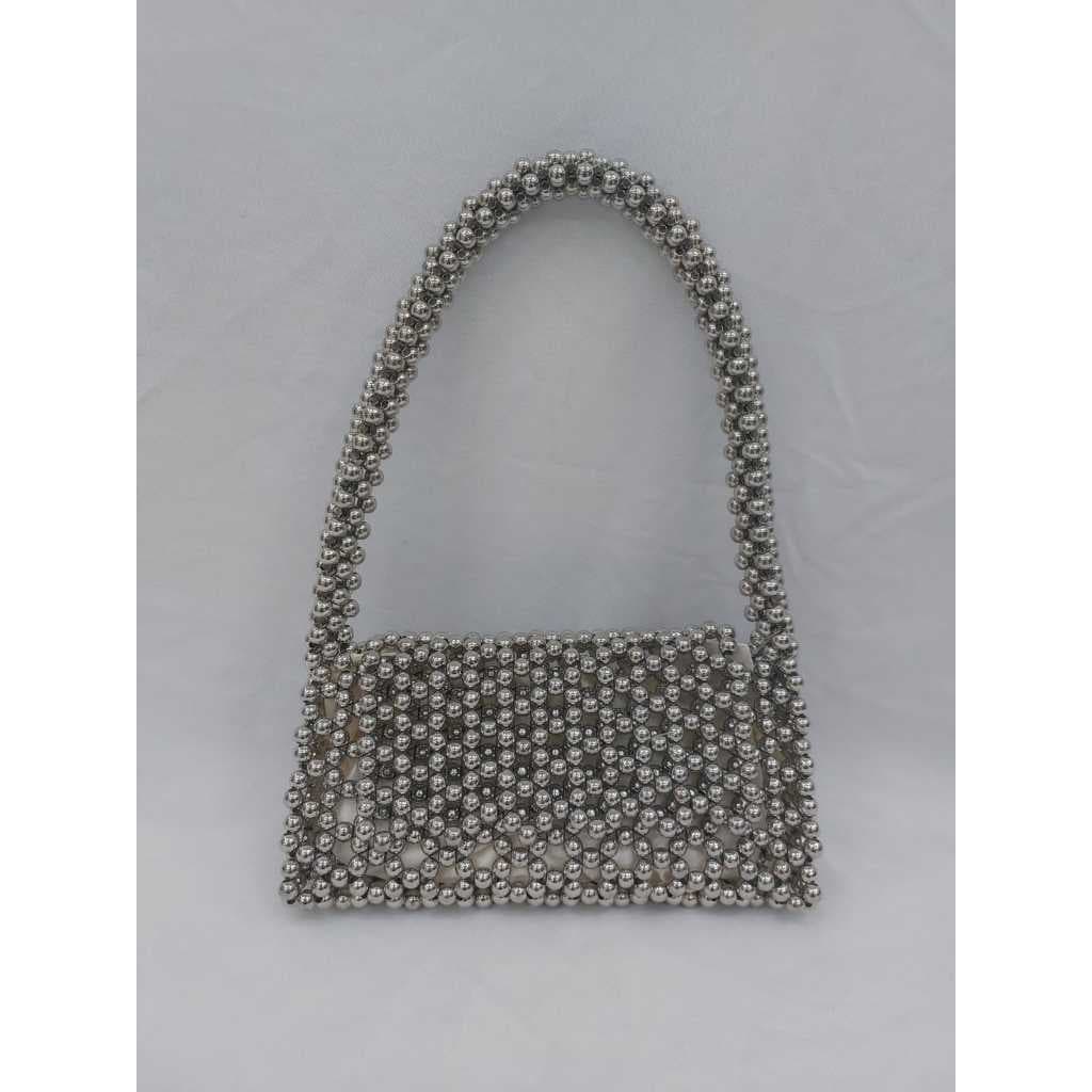 Bolsa de Mão Malha de Contas Brilhantes