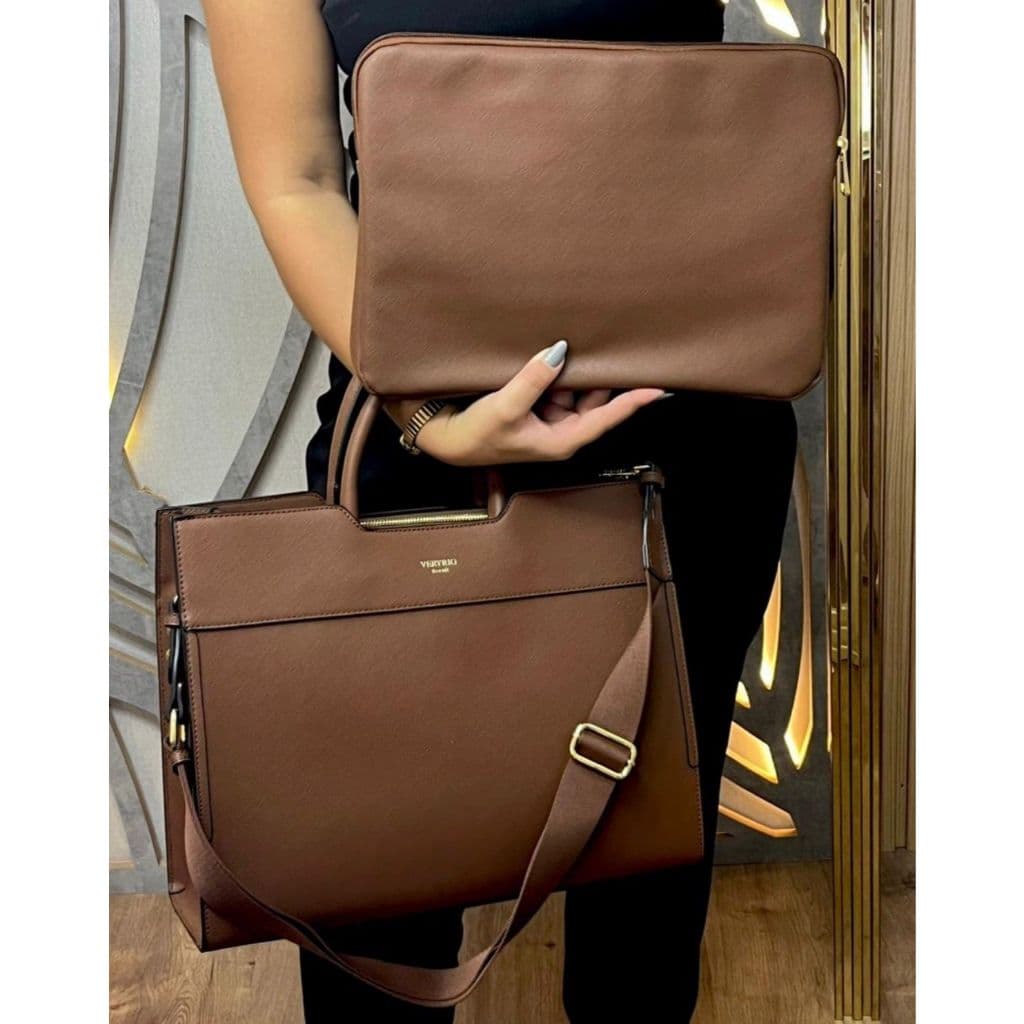 Conjunto Bolsa Feminina Veryrio Case Notebook Trabalho Estudo Alça Confortável Transversal Elegante