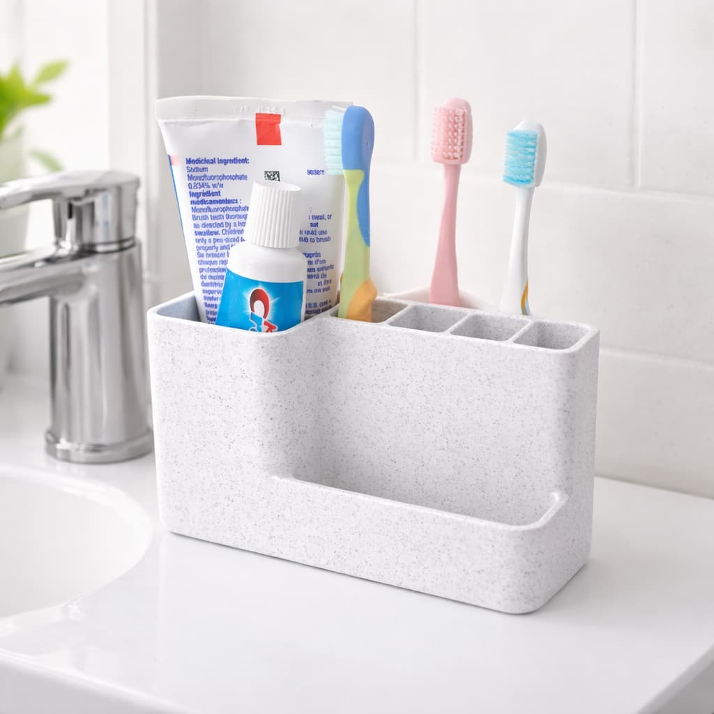 Organizador Porta Escovas de Dente para Banheiro com Porta Pasta Dental Compacto para Pia Lavabo higiene pessaol