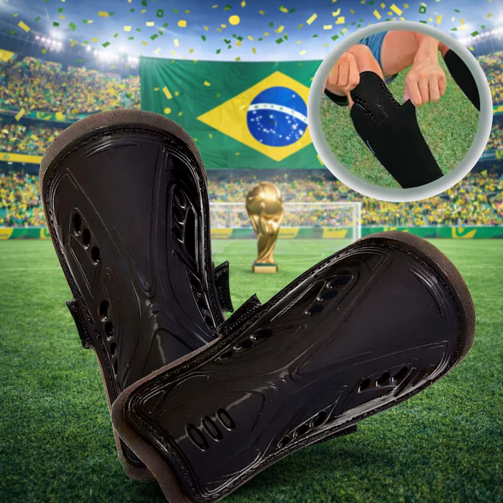 Kit Caneleira Futebol Infantil Juvenil Ajustável Proteção Treino Futsal Leve Confortável