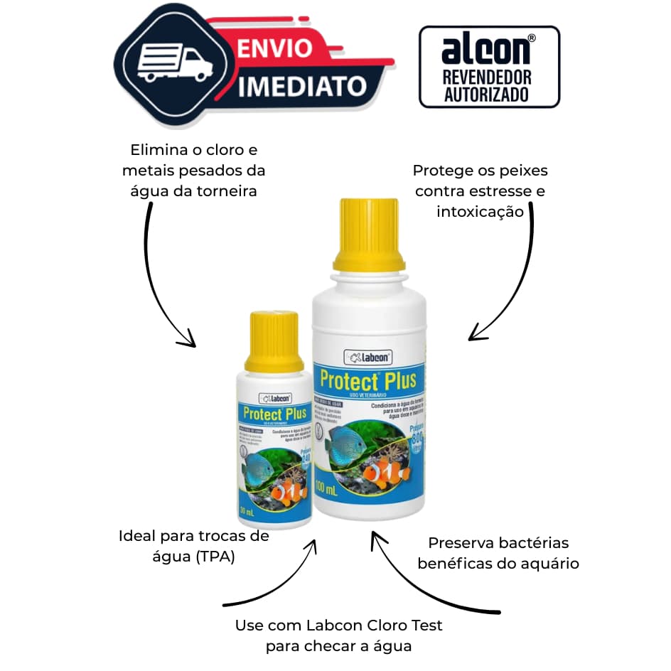 Condiciona a Água da Torneira para Aquário de Peixes de Água Doce e Marinho-Alcon Protect Plus 30ml