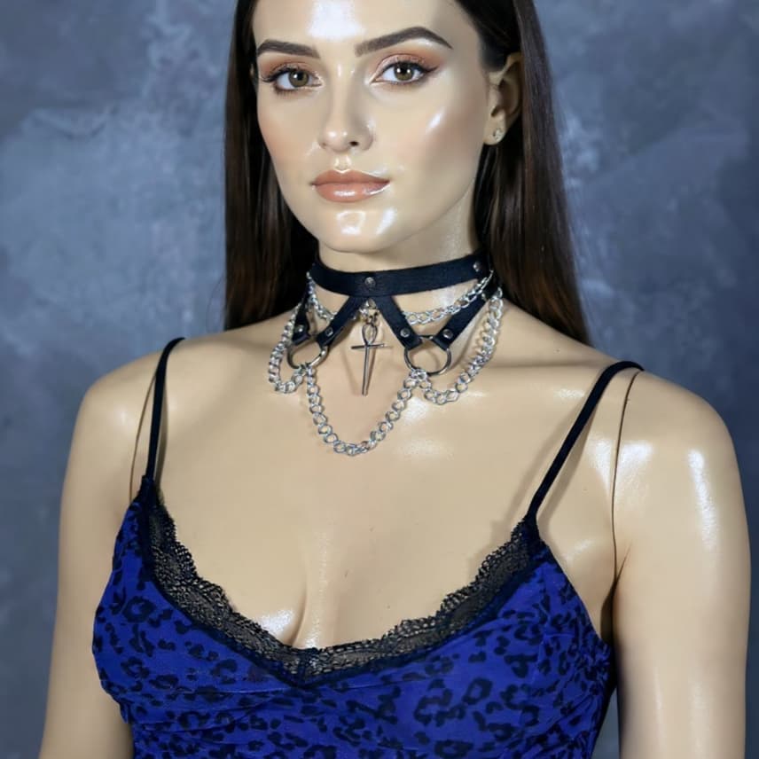 Choker Micaela Com Correntes Colar Gótico