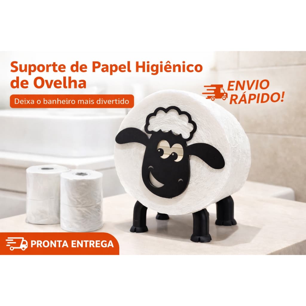 Suporte Porta Papel Higiênico kit 3 peças Ovelha Porta papel higiênico Organizador de banheiro