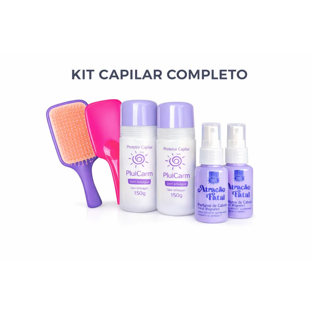 Kit 3 itens Escova + Protetor Capilar Silicone + Perfume capilar kit para cabelo