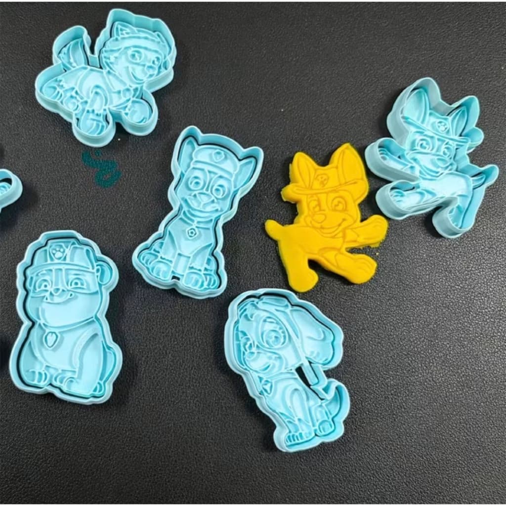 ￼Kit 5 Cortadores de Biscoito Infantil patrulha canina 6cm Cortador Bolacha Massinha Pasta Americana