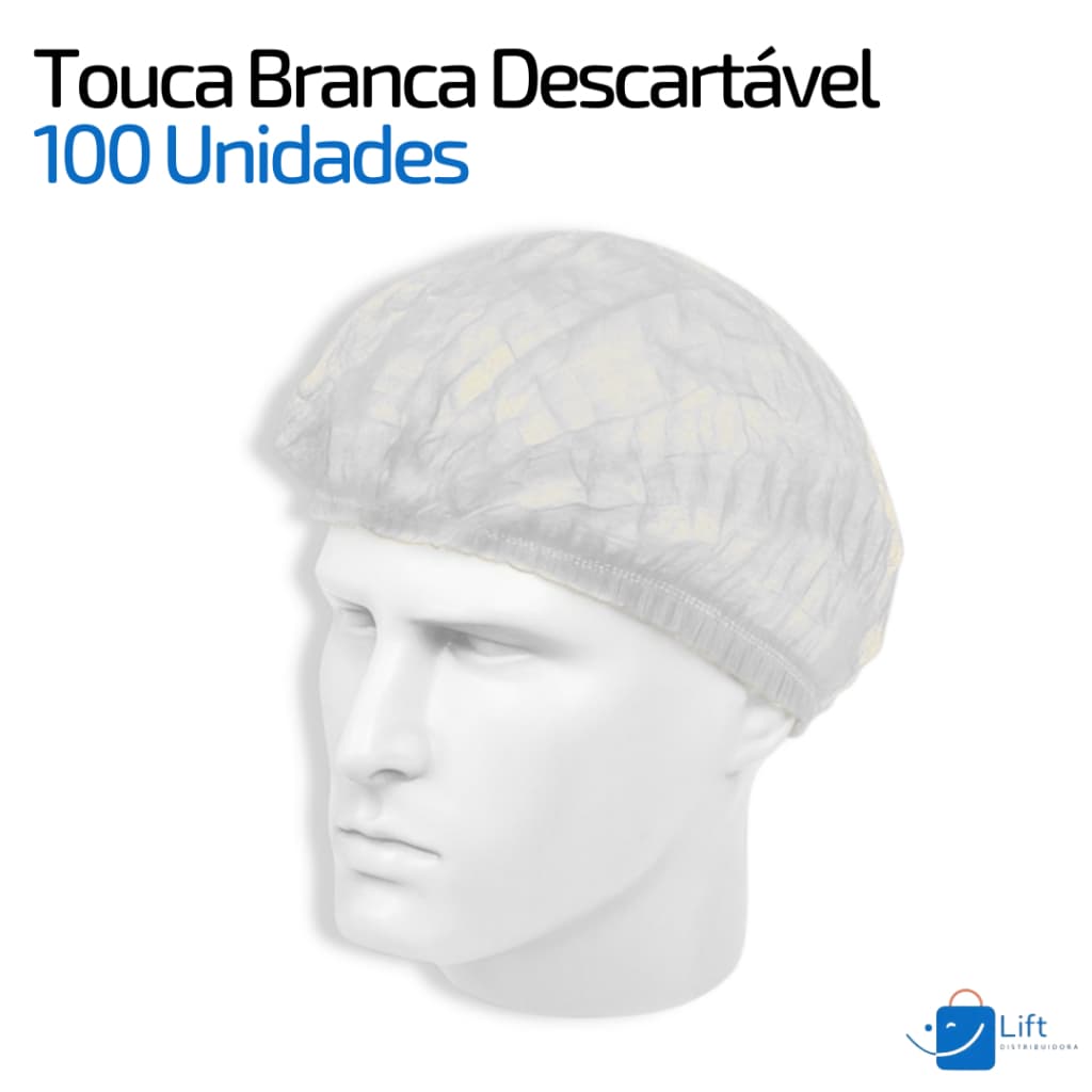 Touca Branca Descartável TNT Sanfonada 100 Un