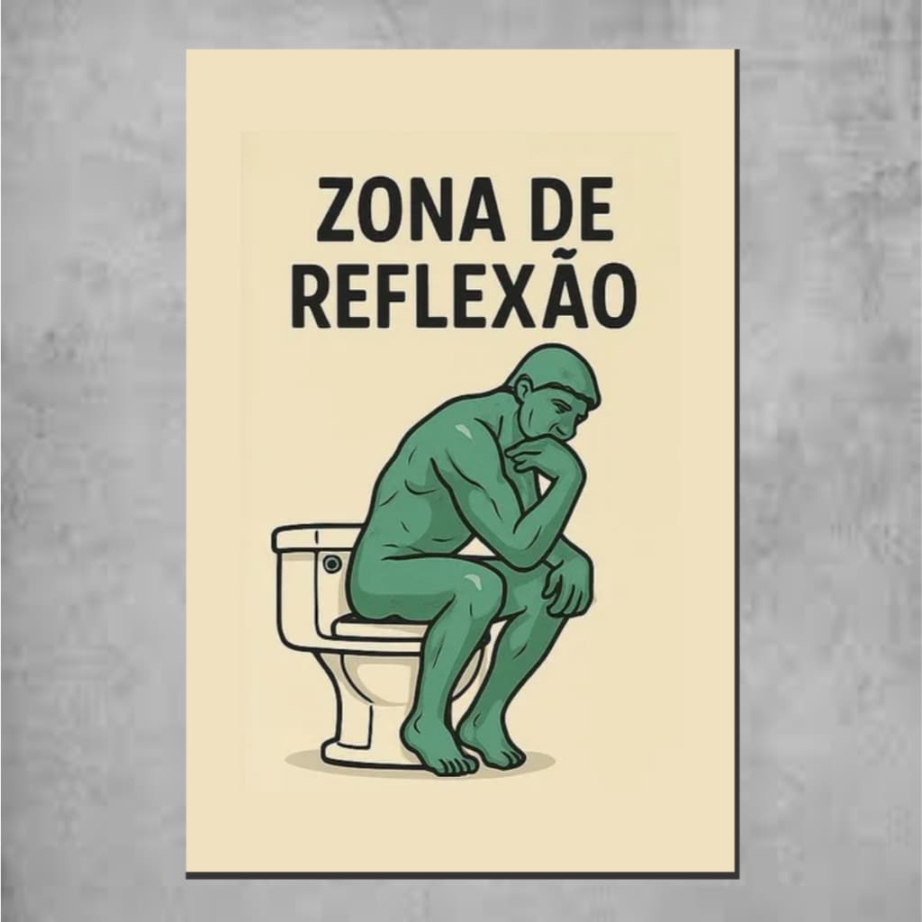 Placa Decorativa Banheiro Zona de Reflexão Decoração de Parede - Placas Decorativas Divertido Lavabo