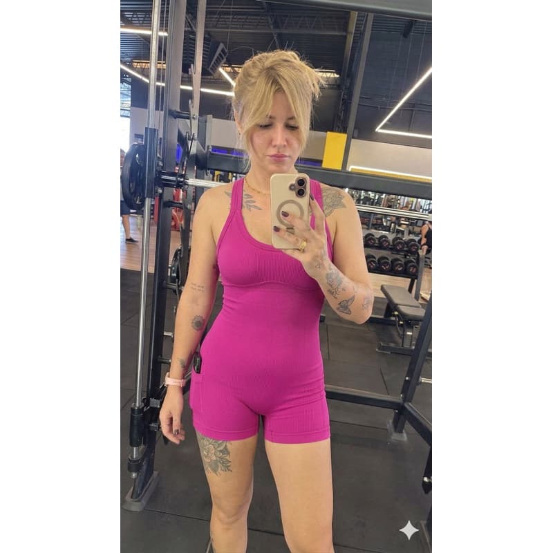 Macaquinho COM BOLSO canelado importado premium academia fitness treino crossfity