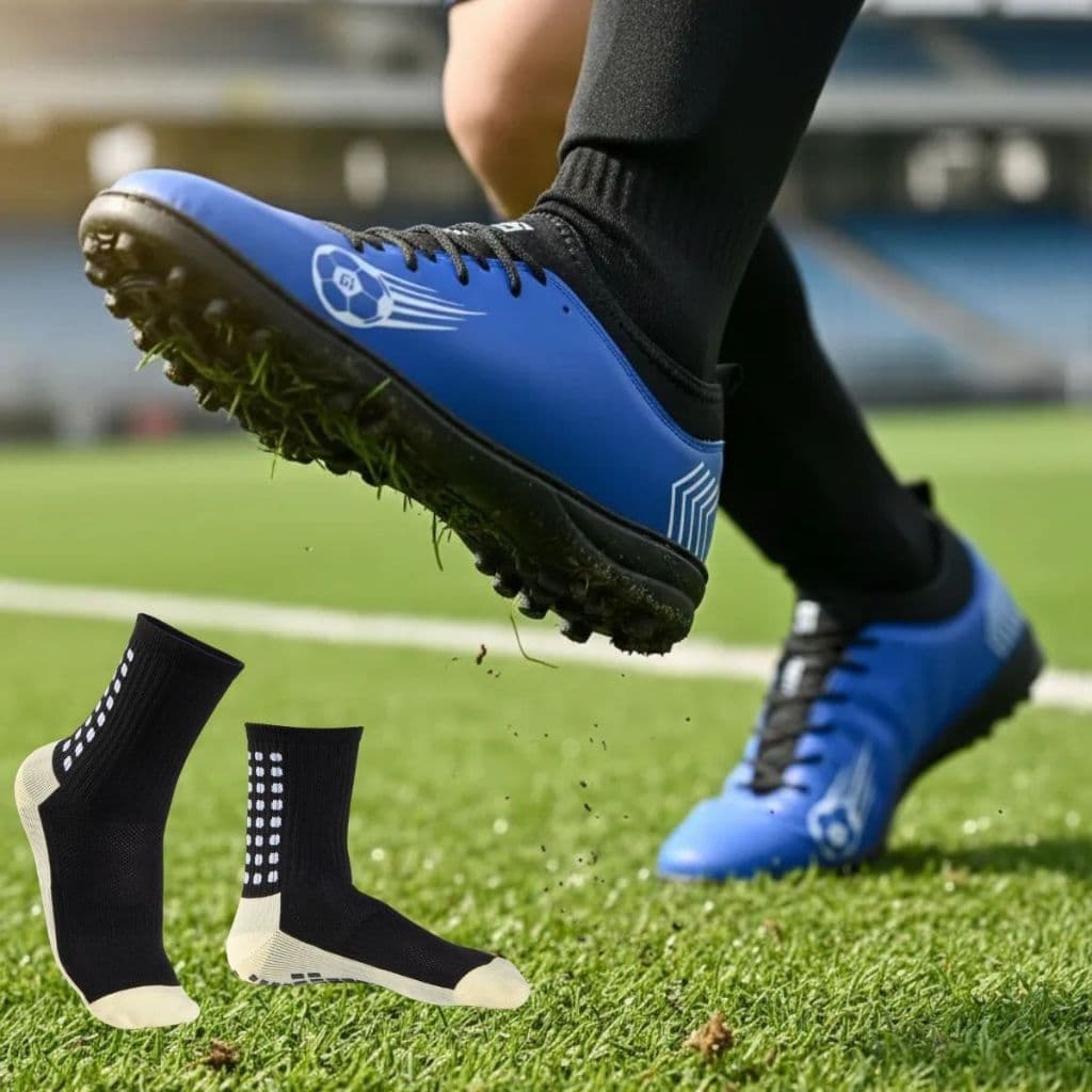 Chuteira Society Adulto Grama Sintética Meia Grip Resistente Treino Jogo Conforto
