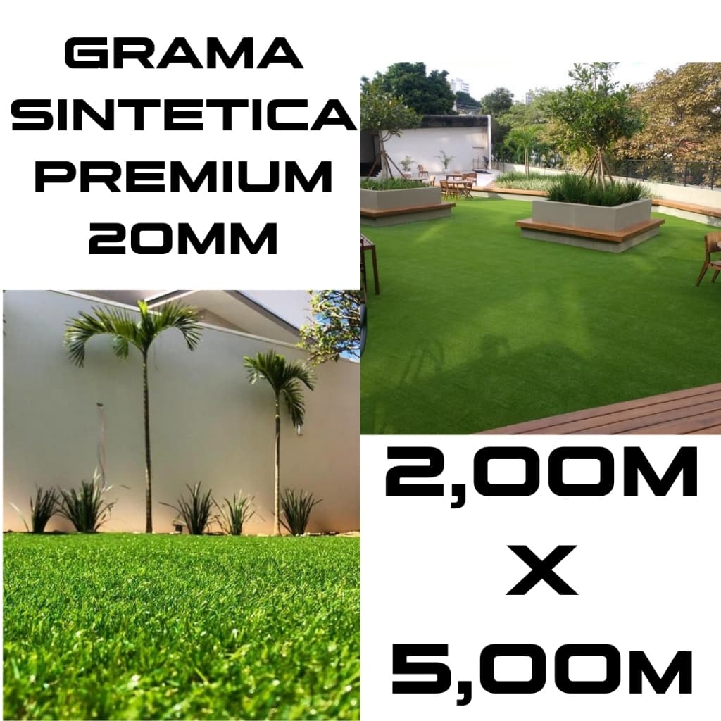 Novidade Grama Sintética Decorativa Premium 20mm semelhante a natural 2,00m x 5,00m Artificial