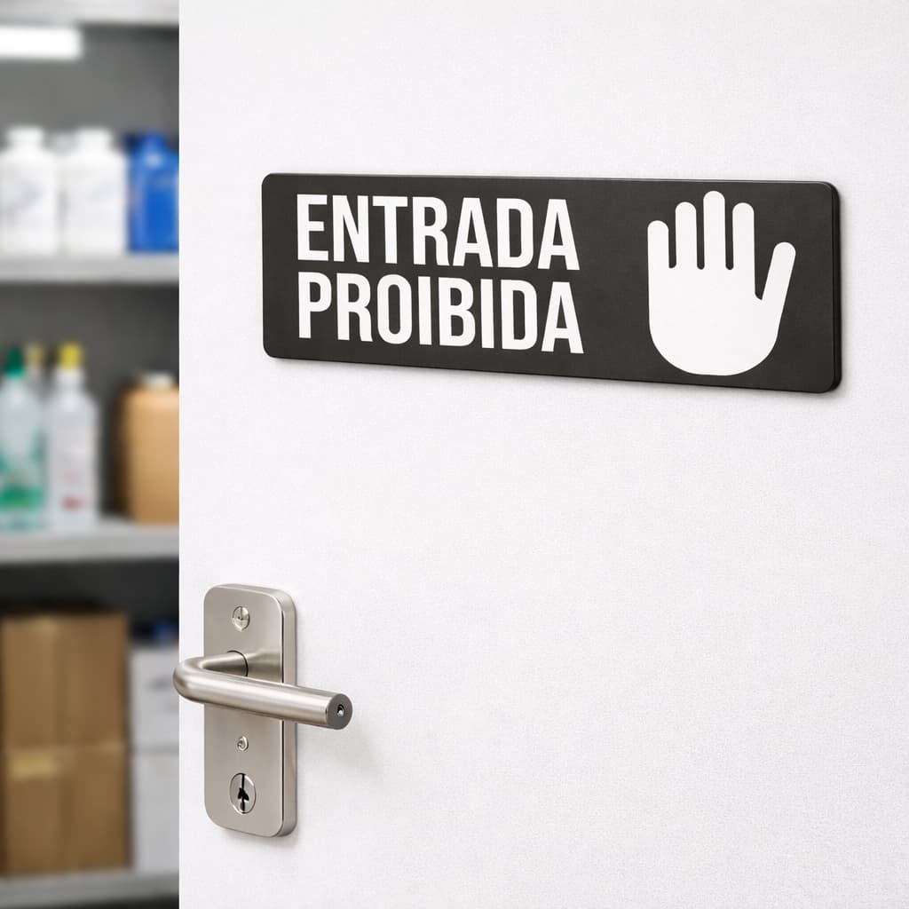 Placa Entrada Proibida e Área Restrita para Porta | Sinalização a Pronta Entrega