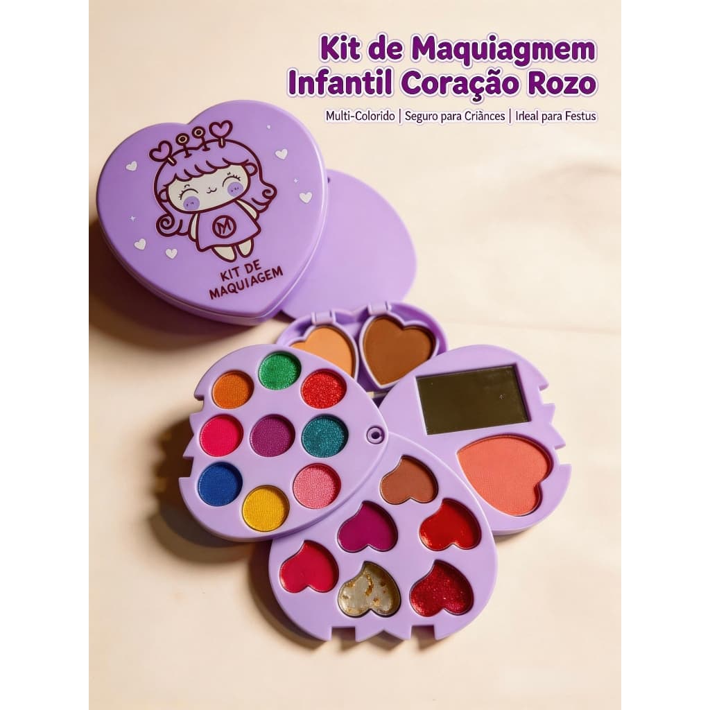 Kit de Maquiagem para Crianças - 17 Cores, Formato de Borboleta, Ideal para Brincadeiras