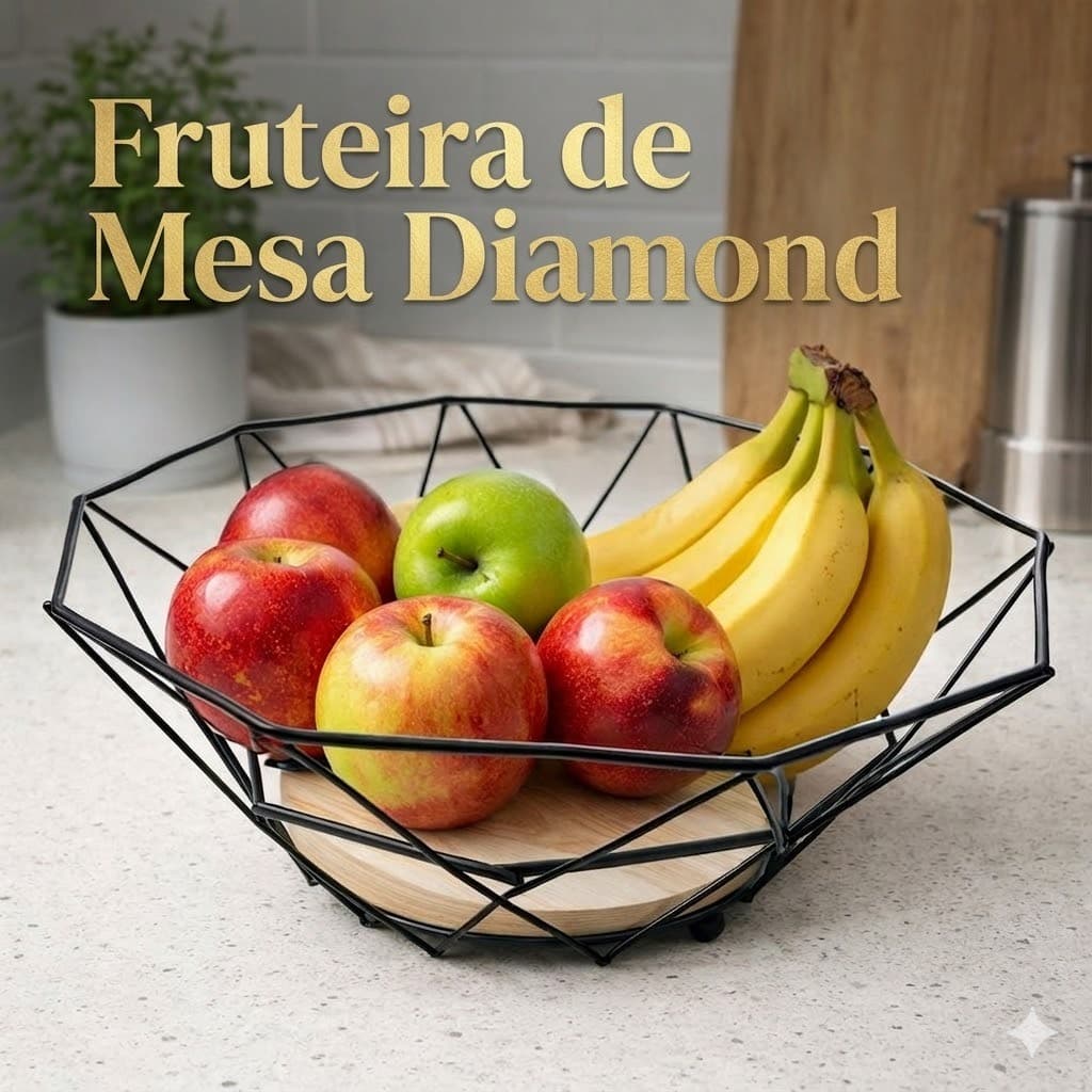 Fruteira Organizador Frutas Bambu Preto Design Moderno Duravel Elegante