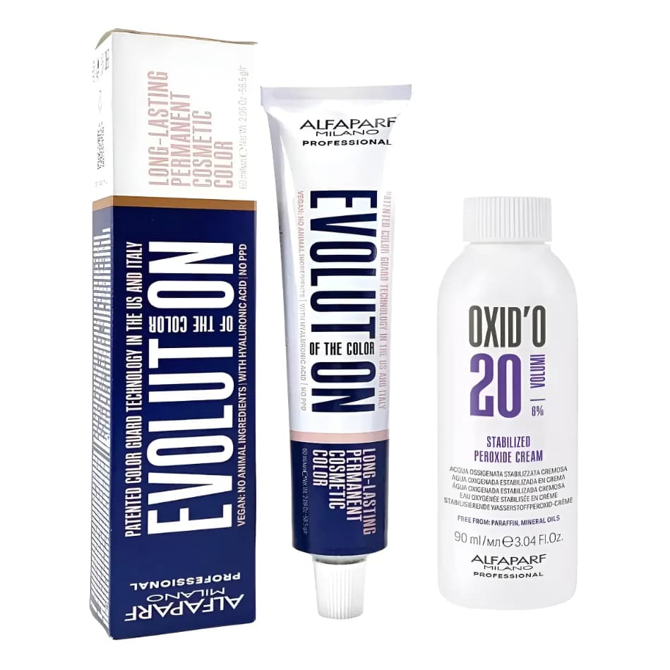 Kit 1 Coloração Alfaparf Evolution 60ml + 1 Ox 20vol 90ml