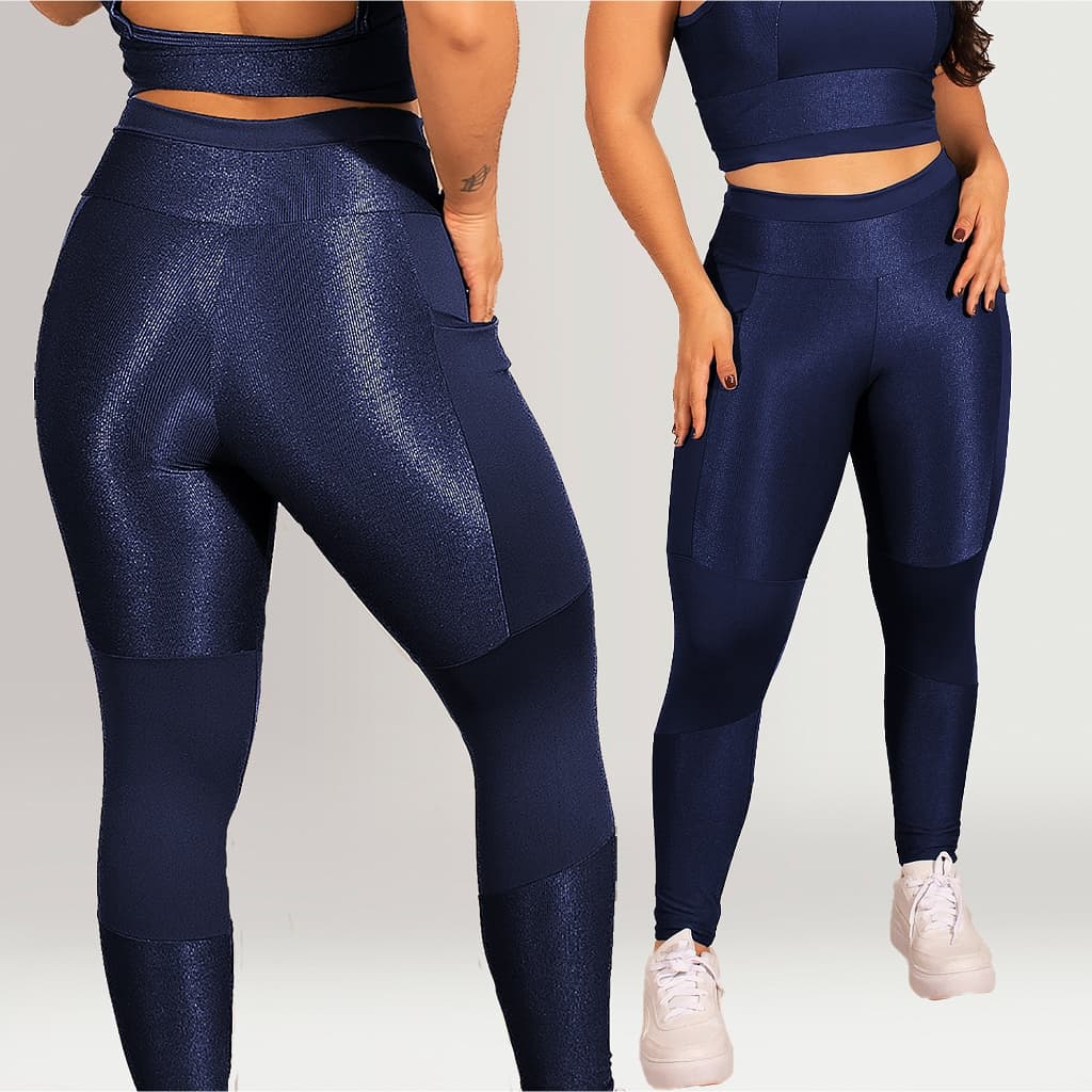 Calça Legging Feminina Canelada Poliamida ZERO TRANSPARÊNCIA - BOLSOS