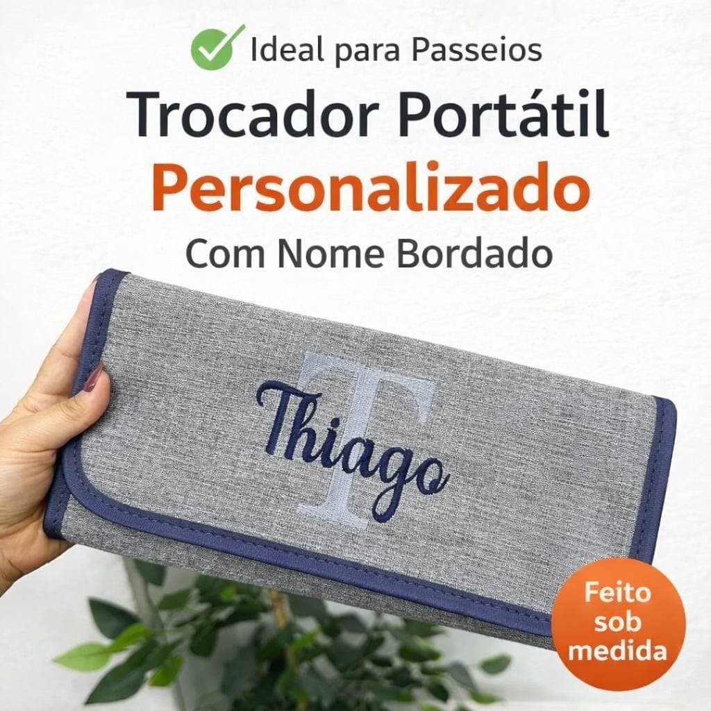 Trocador de Bebê Personalizado com Nome Impermeável Portátil Dobrável facil limpar e cabe na bolsa.