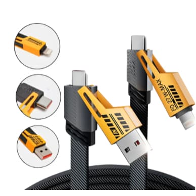 Cabo 4 em 1 Peining 65W Turbo USB-C Lightning Carregador Rápido iPhone Android
