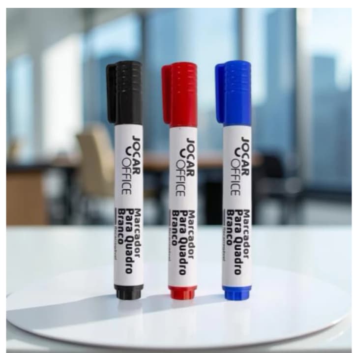 Kit 3 Canetas Para Quadro Branco Leoleo - Marcador Para Quadro Azul Preta E Vermelha