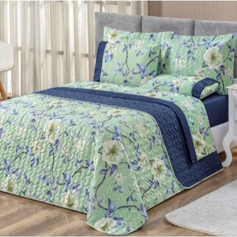 cobre leito queen dupla face avulso s\ fronhas estampas florais variadas