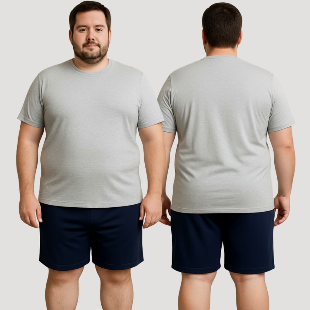 Pijamas Masculino Blusa e bermuda Plus Size 100% Algodão Tamanho Grande