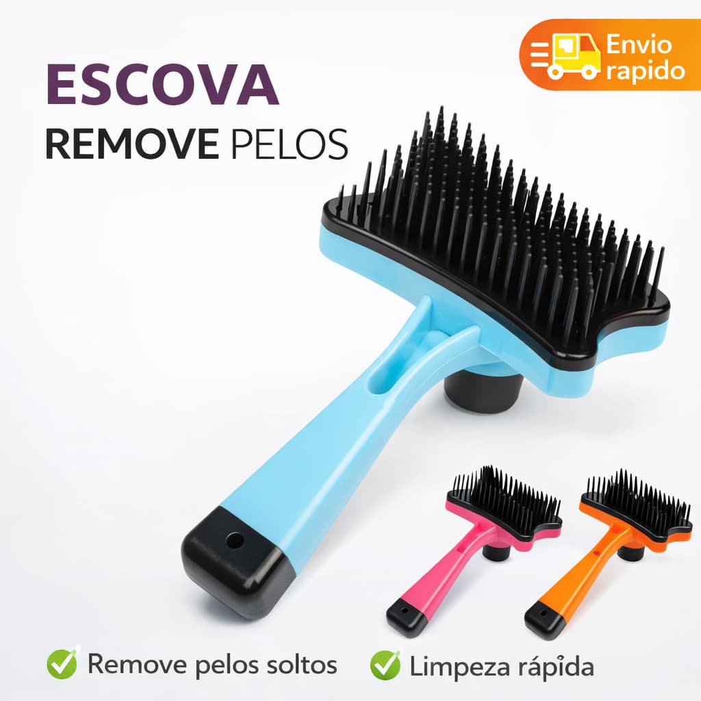 Escova Pet Rasqueadeira Pet Tira Pelos Pra Cachorro E Gatos Cerdas Macias Com Botão