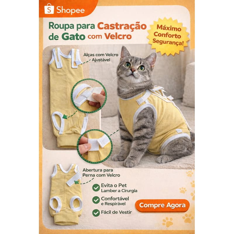 Roupas para castração de gatos
