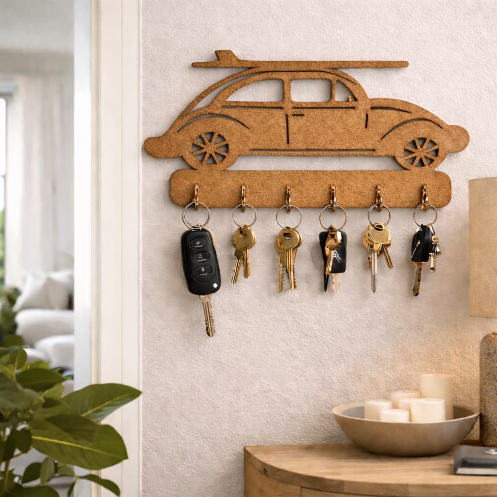 Porta Chaves de Parede Fusca em MDF – Organizador Decorativo