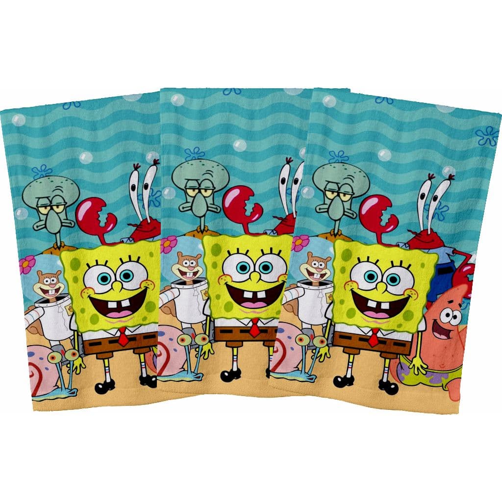 Kit Toalha de Rosto Mãos Pequena Temática Bob Esponja