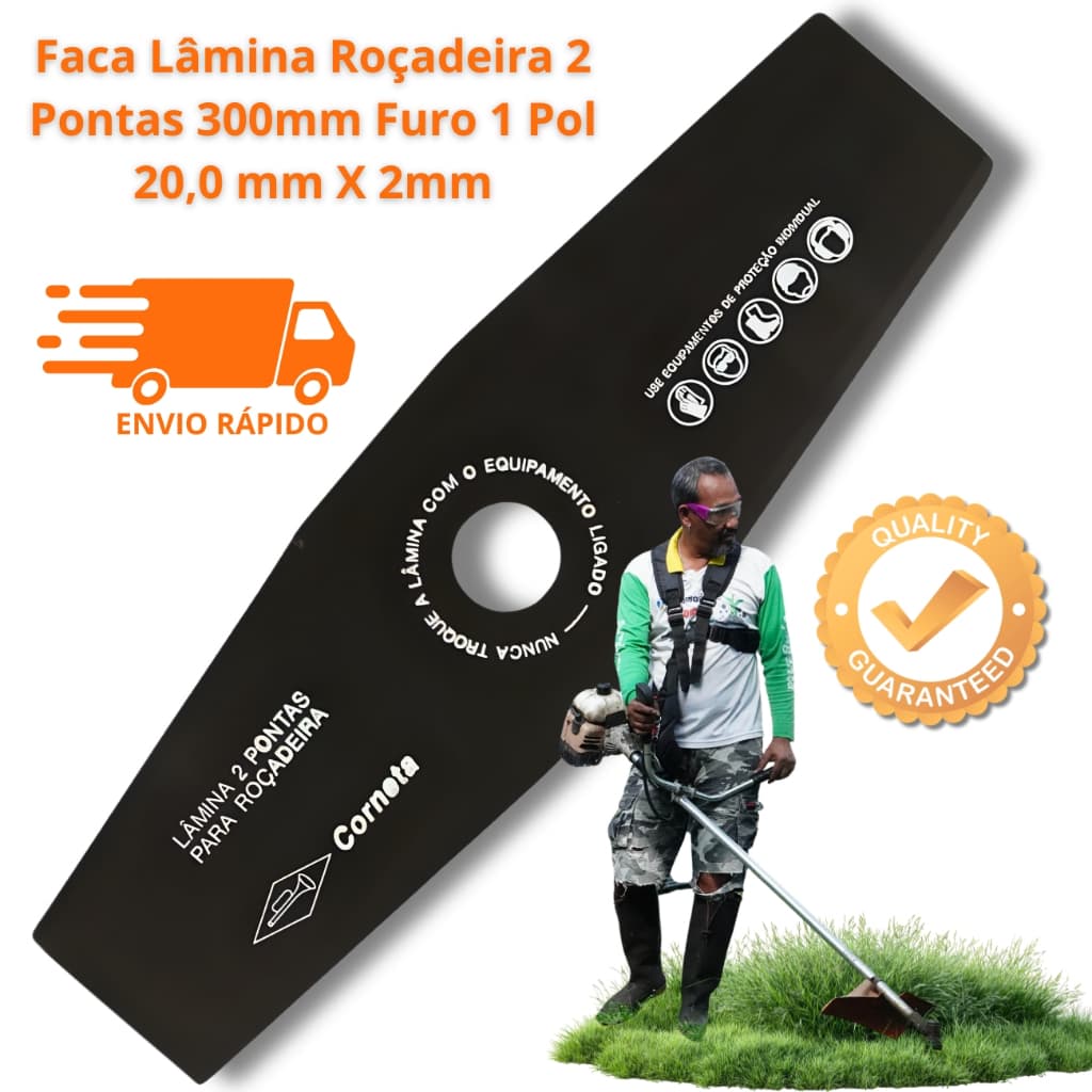 LÂMINA PARA ROÇADEIRA 2 PONTAS 300MM AÇO REFORÇADO UNIVERSAL CORTA MATO GRAMA PROFISSIONAL